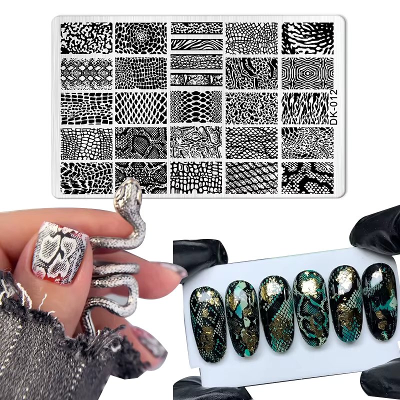 Animal Image Snake Leopard Nail Stamping Tiger Zebra Leopard Snake Design Printing Plates Nails Art Stencil Stamp Tools