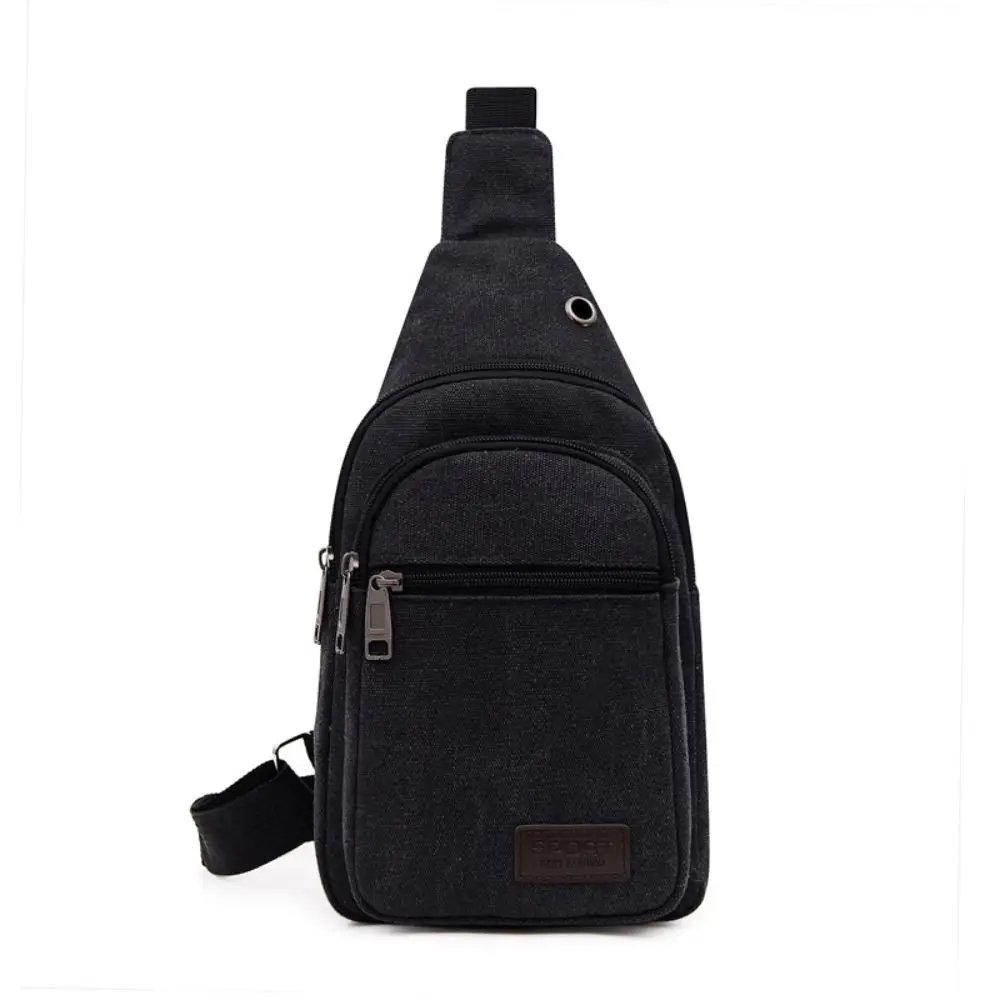 Canvas Men Chest Bag Fashion Light Weight Multilayer Chest Pack Large Capacity Sling Bag