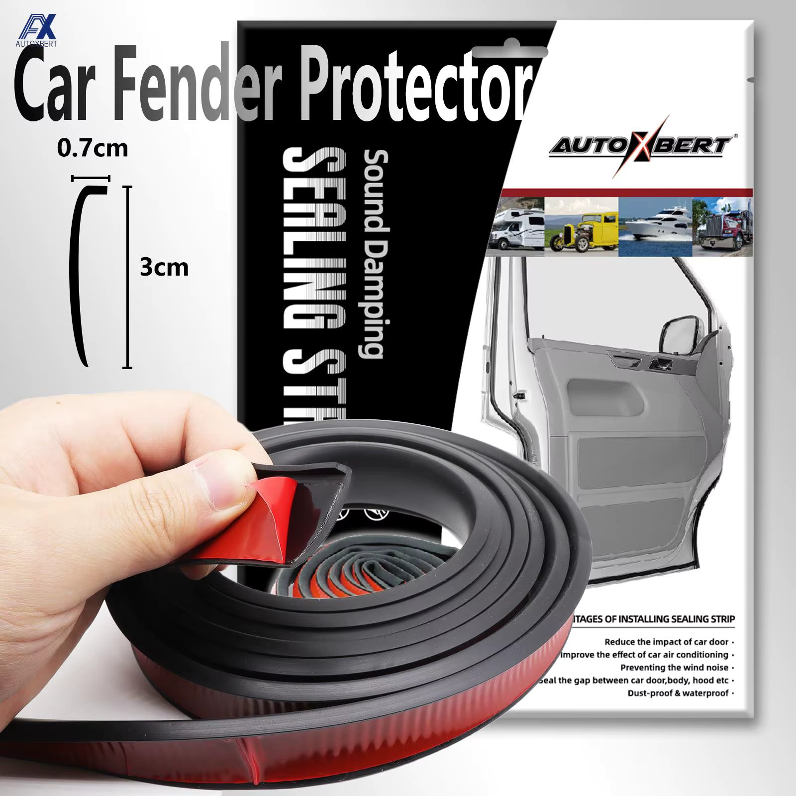 300cm Universal Car Rubber Mud flaps Splash Guard Fender Flare Extension Wheel Eyebrow Trim Protector Door Lip Seal Strip Cover