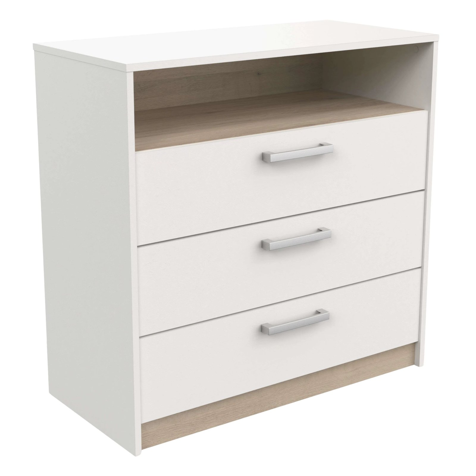 Miroytengo comfortable Watson 3 drawers and 1 shelf in white and oak Kronberg melamine 81 cm-functional furniture