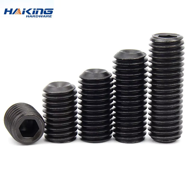 10/50pcs M2 M2.5 M3 M3.5 M4 M5 M6 M8 DIN916 Black grade 12.9 alloy steel Hex Hexagon Socket Allen Cup Point Grub Screw Set Bolt