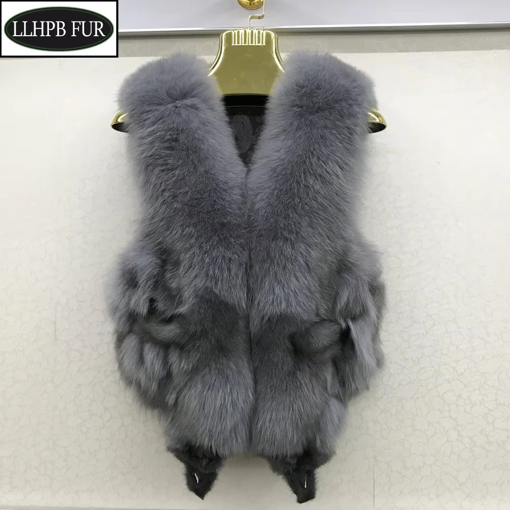2024 Women Luxury 100% Genuine Real Fox Fur Vest Natural Soft Fox Fur Sleeveless Jacket New Lady Quality Warm Real Fox Fur Gilet