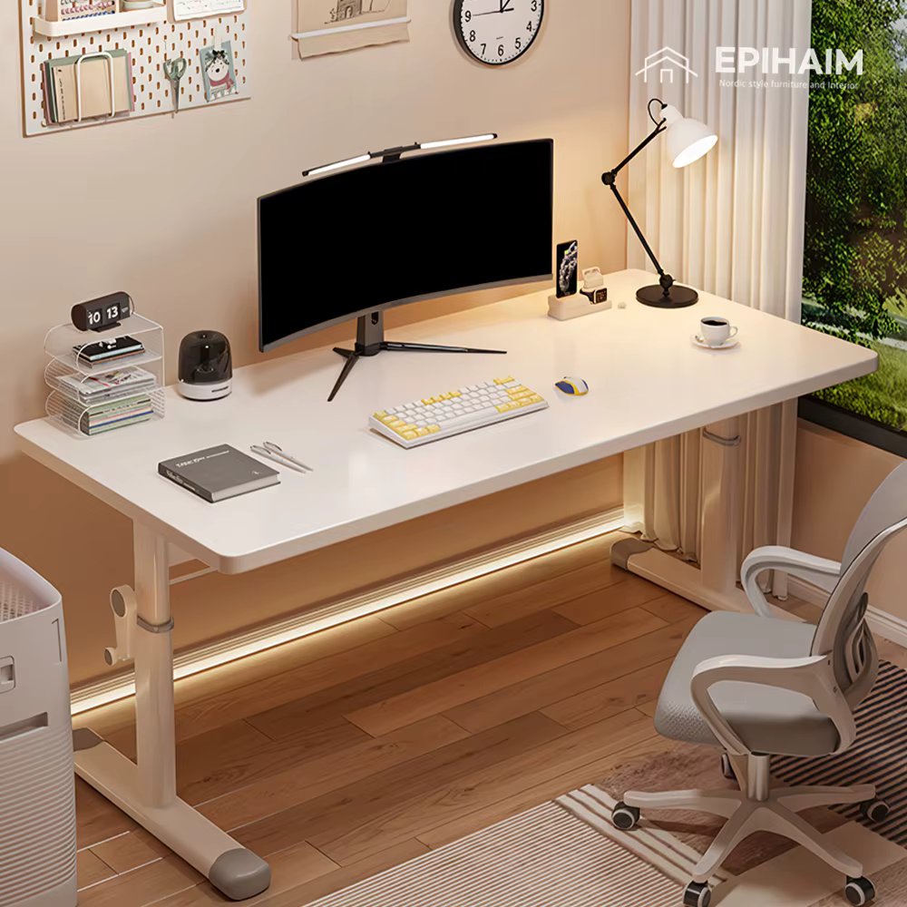 Epihim height adjustable computer desk motion desk lift White