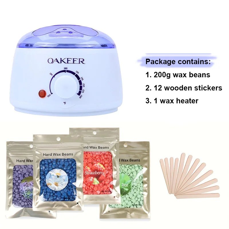[Us Plug] 200ml Wax Melting Machine, Wax Heating Pot, Wax Hair Removal Machine, Wax Bean Machine, With 200g Wax Beans