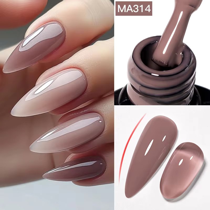 MEET ACROSS 7ml Dark Nude Rubber Base Gel Nail Polish Semi Permanent UV Gel LED Nail Art Varnish For Nails Manicure DIY Design