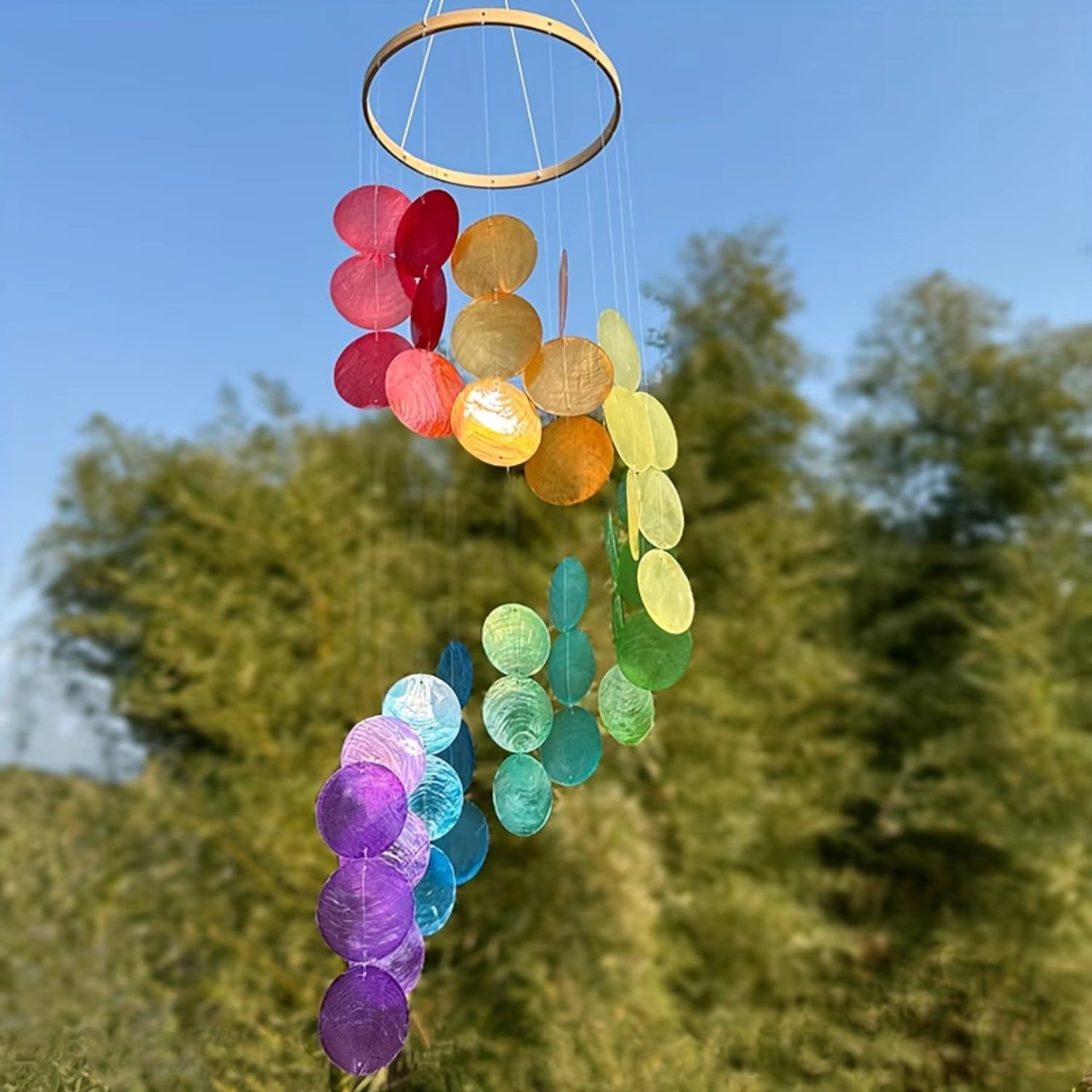 1pc, Spiral Hanging Decoration With Natural Seashell Wind Chimes For Balcony Decoration, Seaside-themed Nursery Hanging Decorati