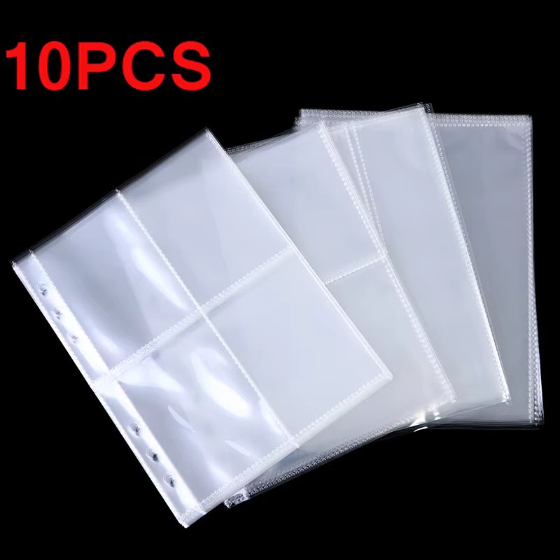 Clear Card Pouch Game Card Holder Loose-leaf Photo Album Insert With 6 Hole Replacement Pages Standard A5 Binder Refill Sleeves