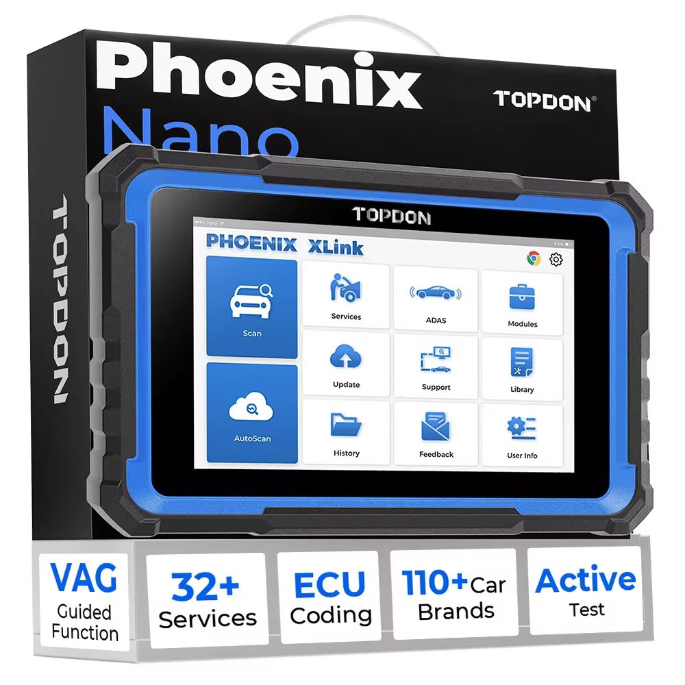 Topdon Phoenix Nano Auto Bidirectional Scanner Full System Diagnostic Key Coding FCA AutoAuth ECU Coding 32 Resets
