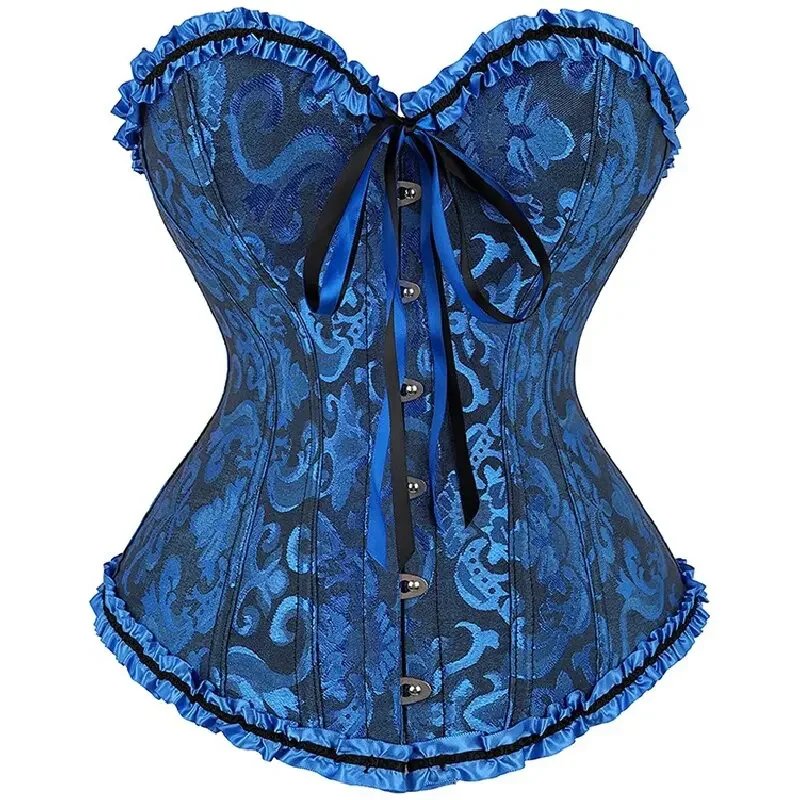 White Corset Top Plus Size Women Bustier Overbust Sexy Lace up Floral Lingerie Vintage Victorian Fashion Black Red DropShipping