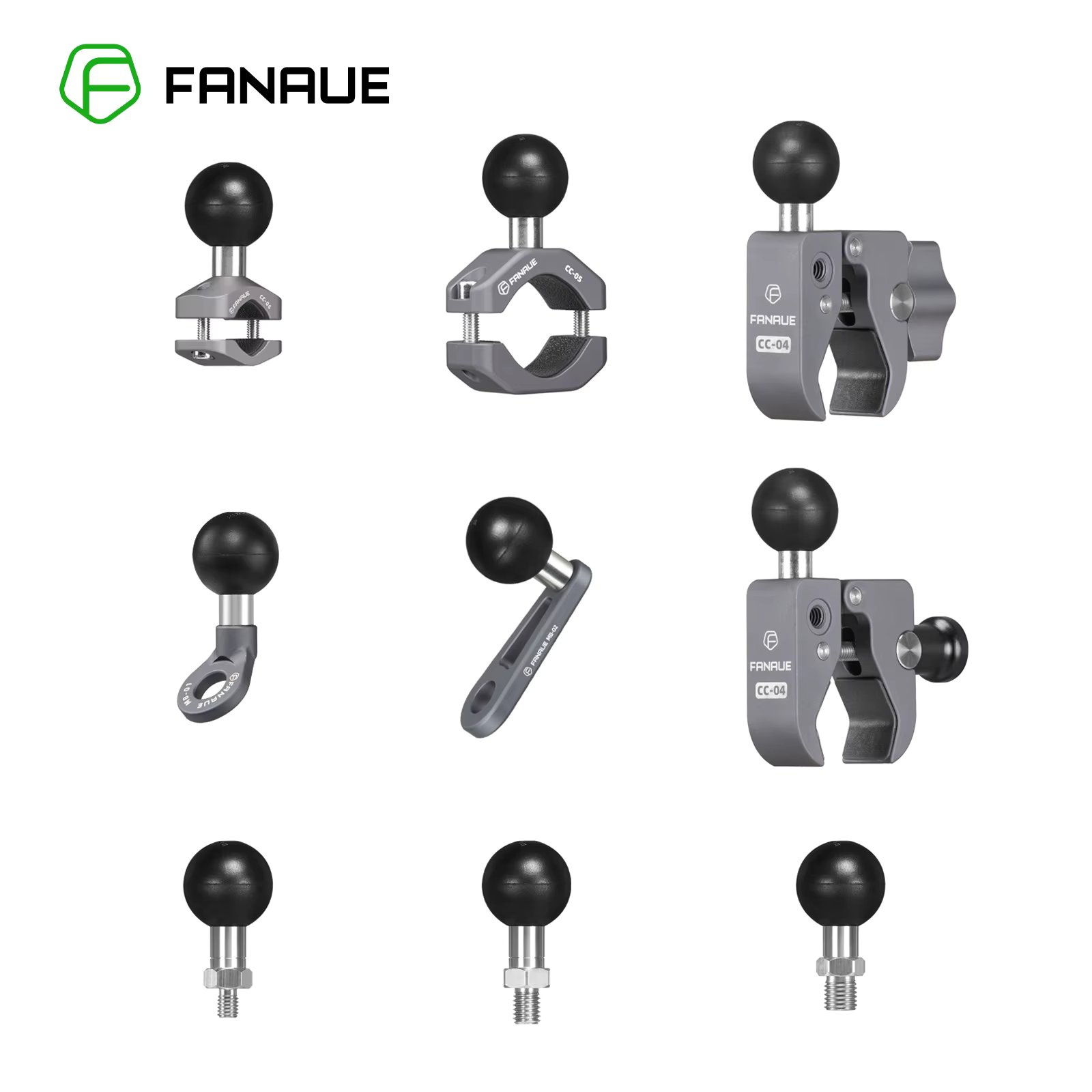 FANAUE Aluminum 1 inch Ball Head Adapter 25mm Mount Base Motorcycle Phone Holder Handlebar for DJI GoPro Insta360 Action Camera