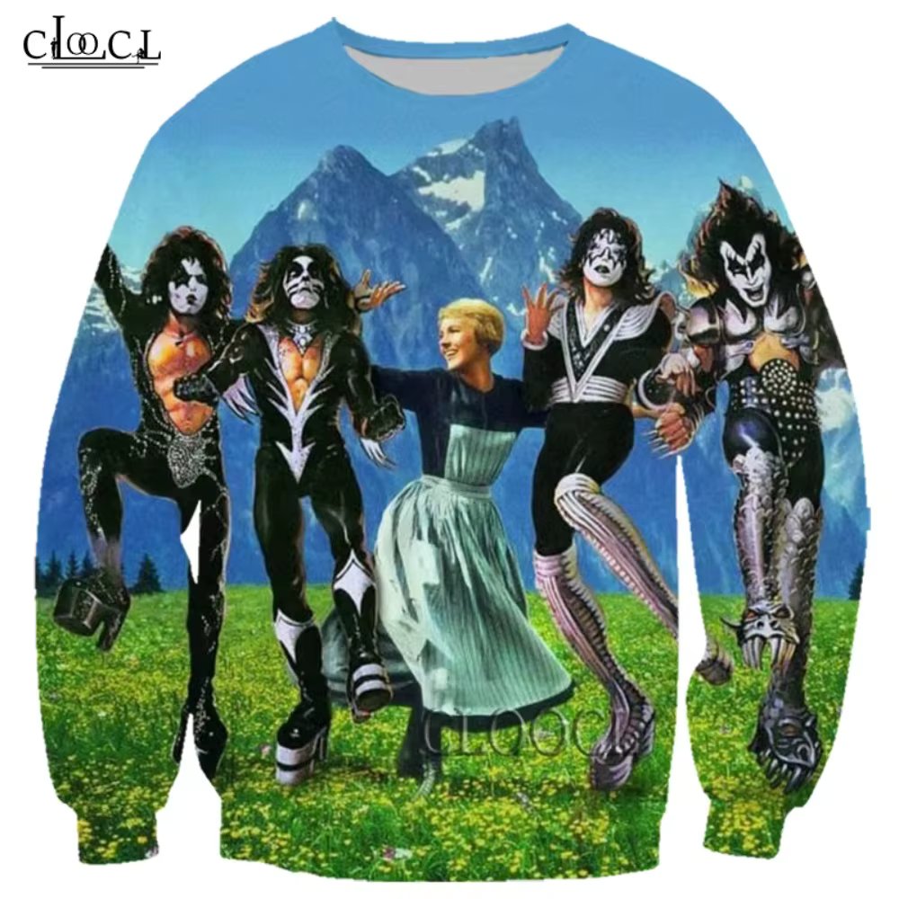 HX KISS Band Sweatshirts Fashion Mens 3D Printed Sweatshirts Long Sleeve Tops Streetwear Men CLothing Dropshipping