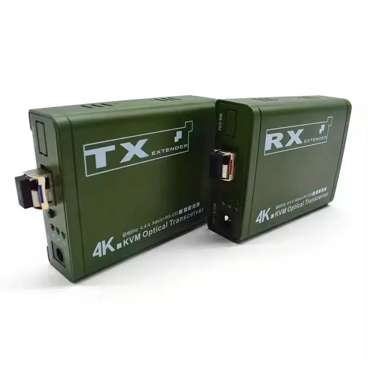 4K 60Hz HDMI Fiber Optical KVM Extender over Single LC Cable to 10Km HDMI USB Fiber Transceiver with EDID Support Mouse Keyboard