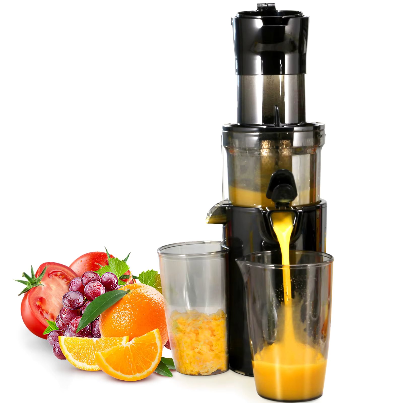VEVOR Masticating Juicer Cold Press Juicer Machine 2.6" Large Feed Chute Slow Juicer Juice Extractor Maker with High Juice Yield