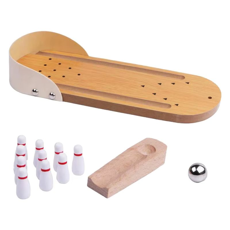 Tabletop Mini Bowling Game Set with 10 Pins Portable Tabletop Bowling Game Desktop Bowling Set for Family Adults Kids