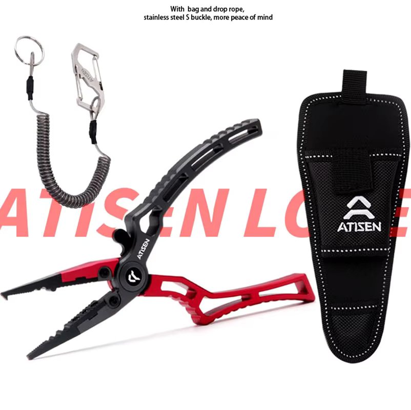 Booms Fishing X1 Aluminum Fishing Pliers Saltwater Surf Fishing Tackle Kit Fishing Multitool Hook Remover Braided Fishing Line