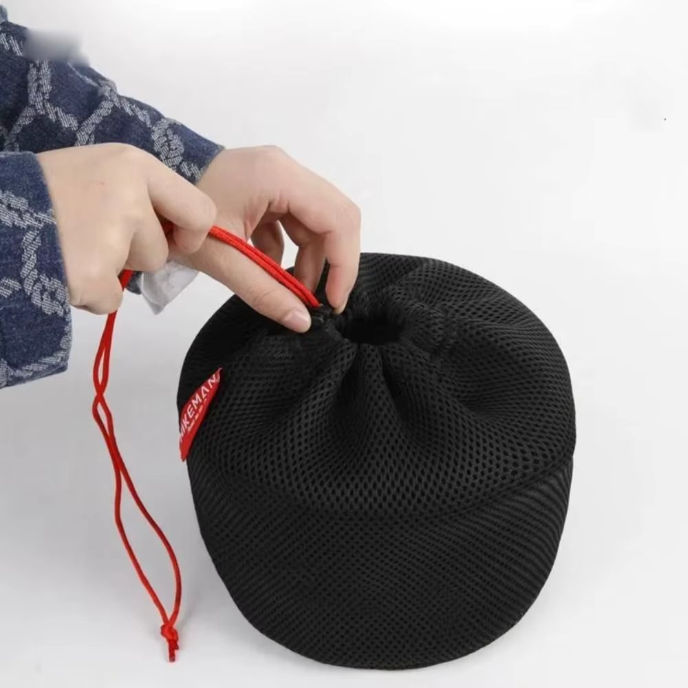 Portable Set Pot Storage Bag Ultra Light Mesh Fabric Tableware Bag Breathable Drawstring Buckle Bundle Mouth Handbag Outdoor