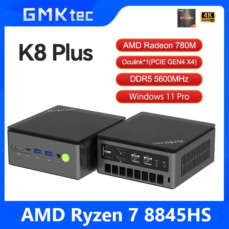 GMKtec K8 Plus Mini PC AMD R7-8845HS NUCBOX Window 11 Pro AMD Radeon™ 780M Oculink*1（PCIE GEN4*4)） DDR5 5600MHz