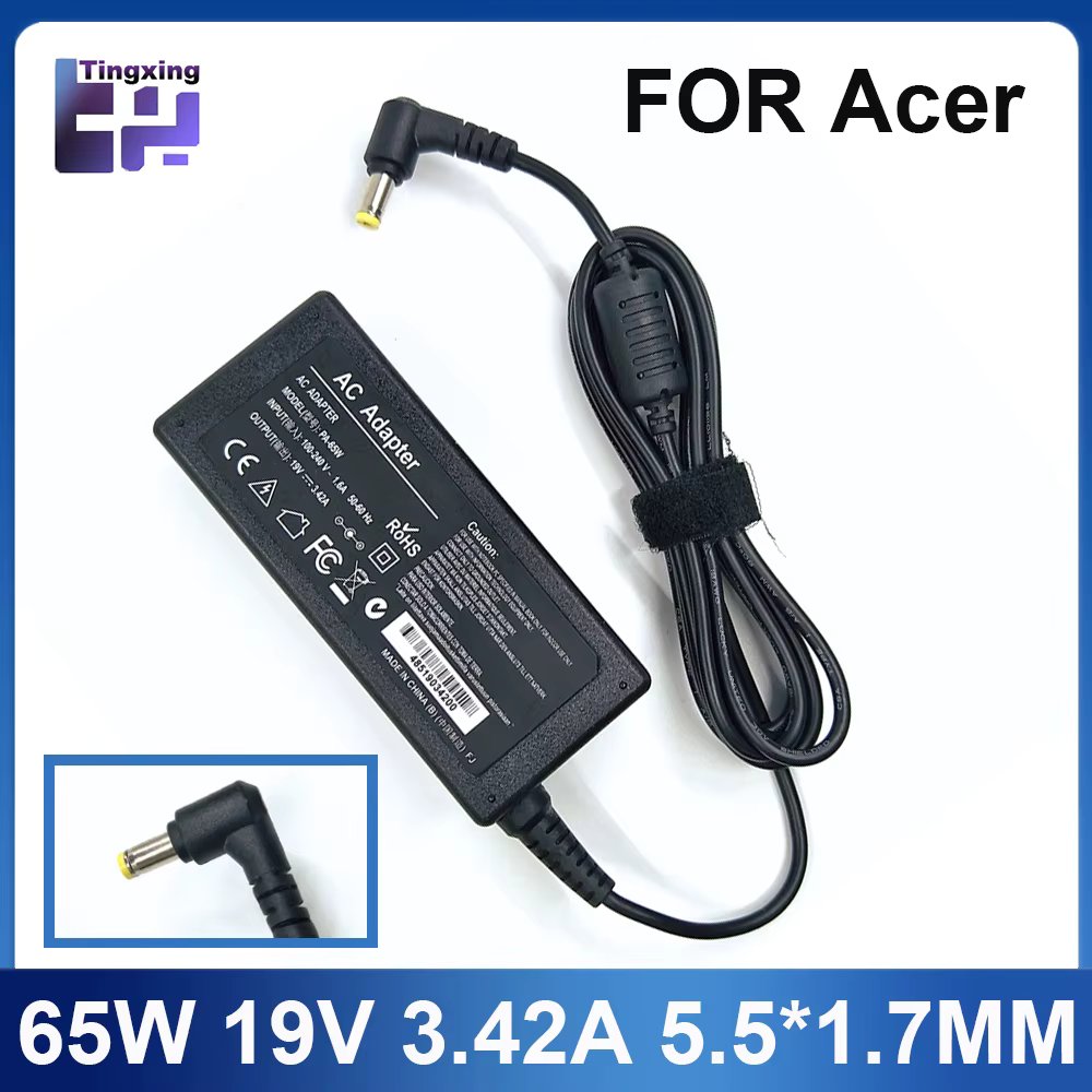 19V 3.42A 65W 5.5*1.7mm AC Laptop Charger Adapter For Acer Aspire 5315 5630 5735 5920 5535 5738 6920 6530G 7739Z Power Supply