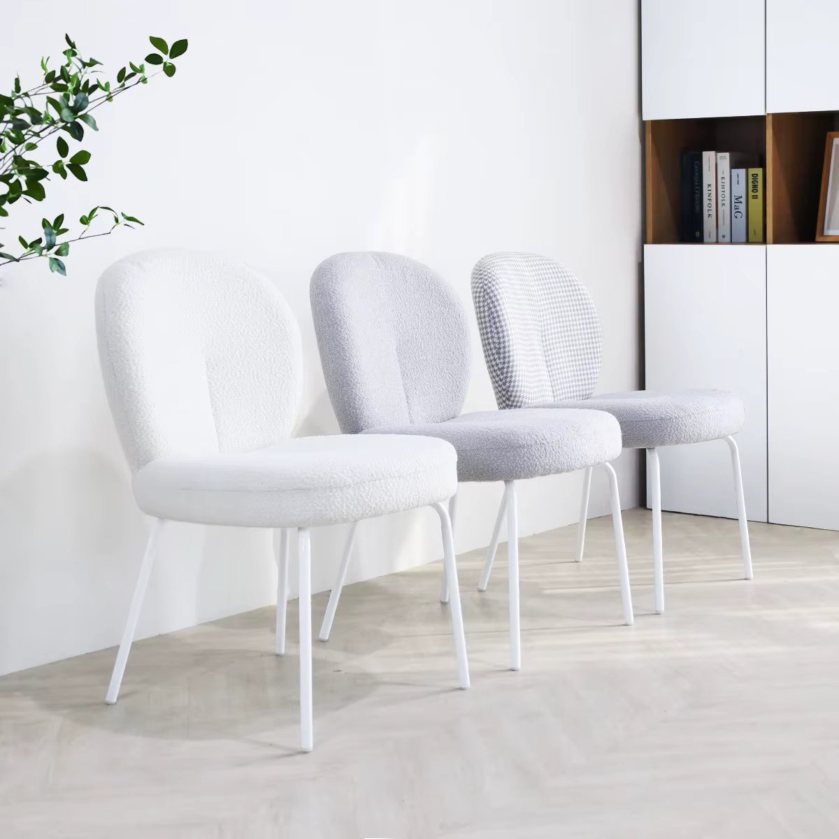 Scarbage boucle dining chair fleece interior cafe comfortable