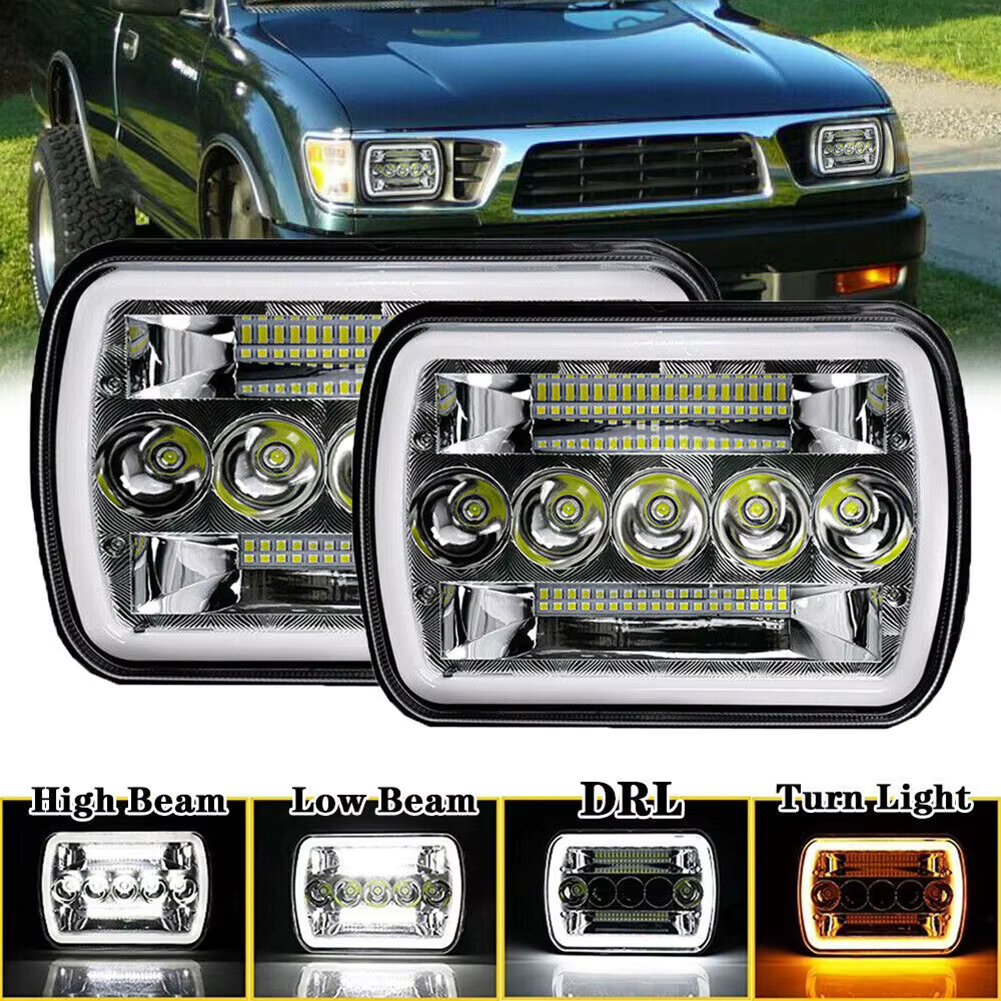 Motorcycle Led Headlight 5 x 7inch / 6 x 7inch Square Headlamp 400w 40000lm Ip67 Waterproof Modified Parts