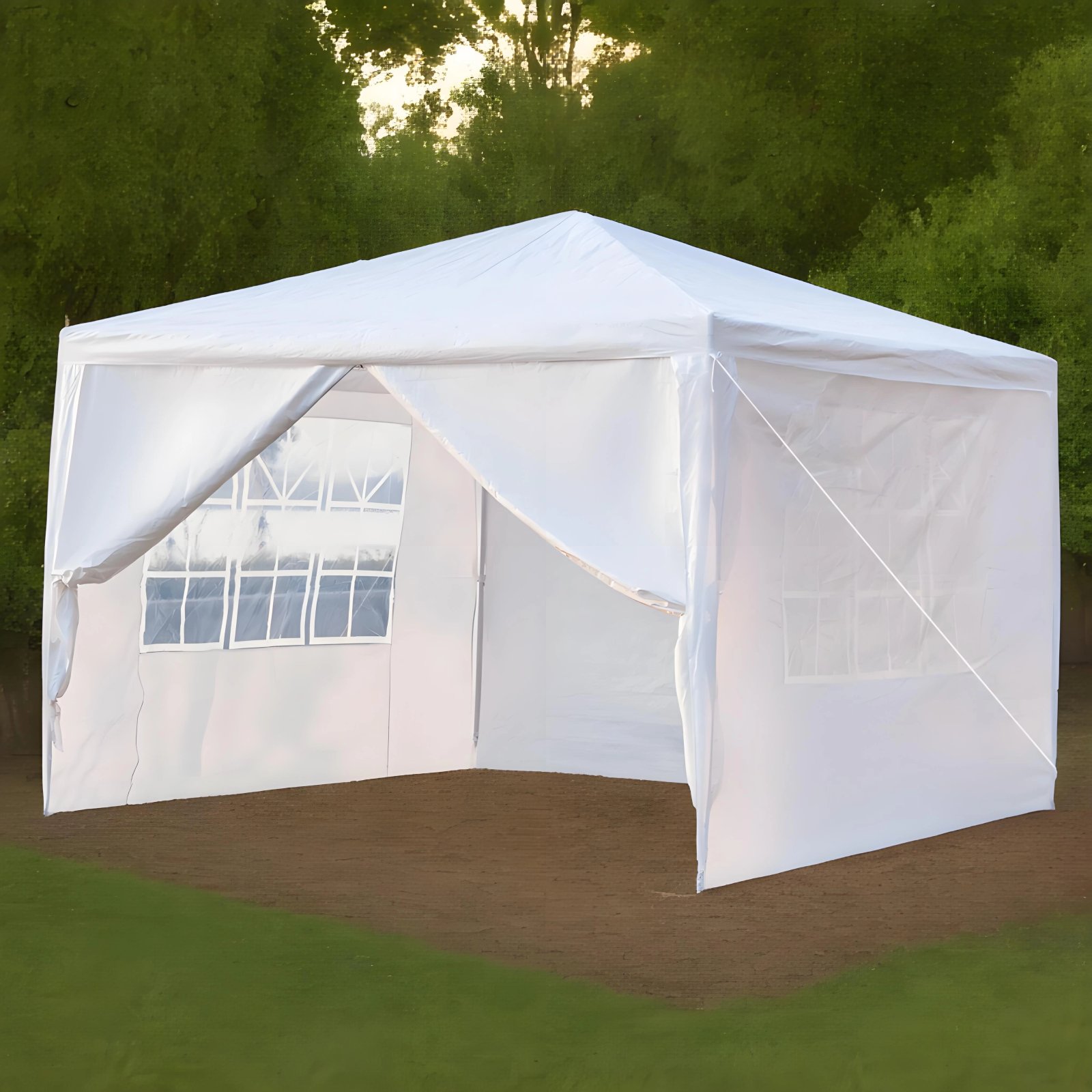 3 x 3m Portable Waterproof Tent with Spiral Tubes,Iron and PE,Protects from Sunlight and Rain, Gazebo Garden Shade Shelter