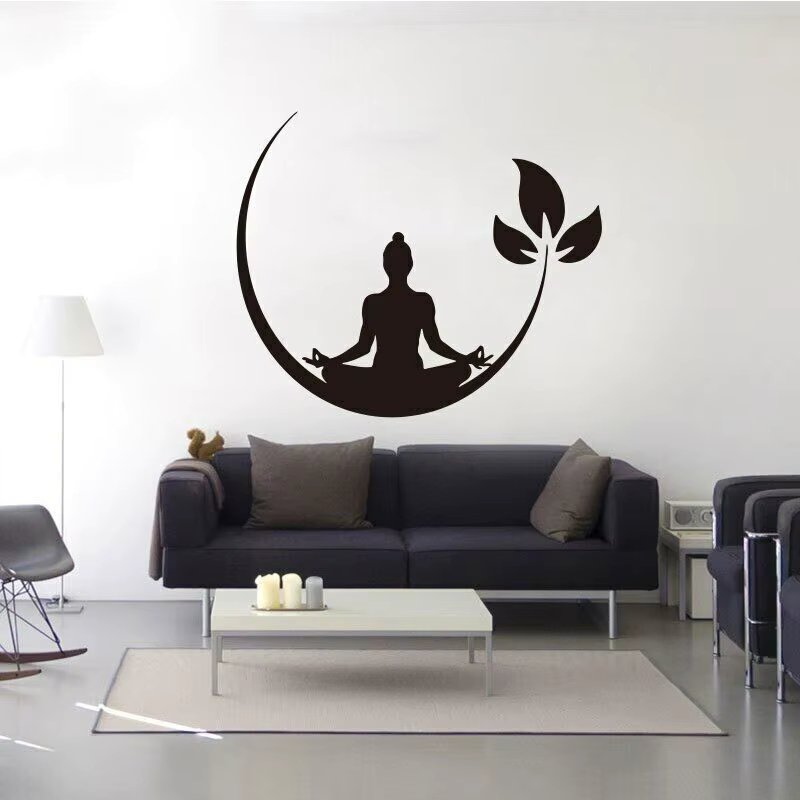 New Design Home Art Deco Buddha Moon Vinyl Wall Stickers Removable Sticker Carving Sticker Colorful House Decoration DecalSP-118