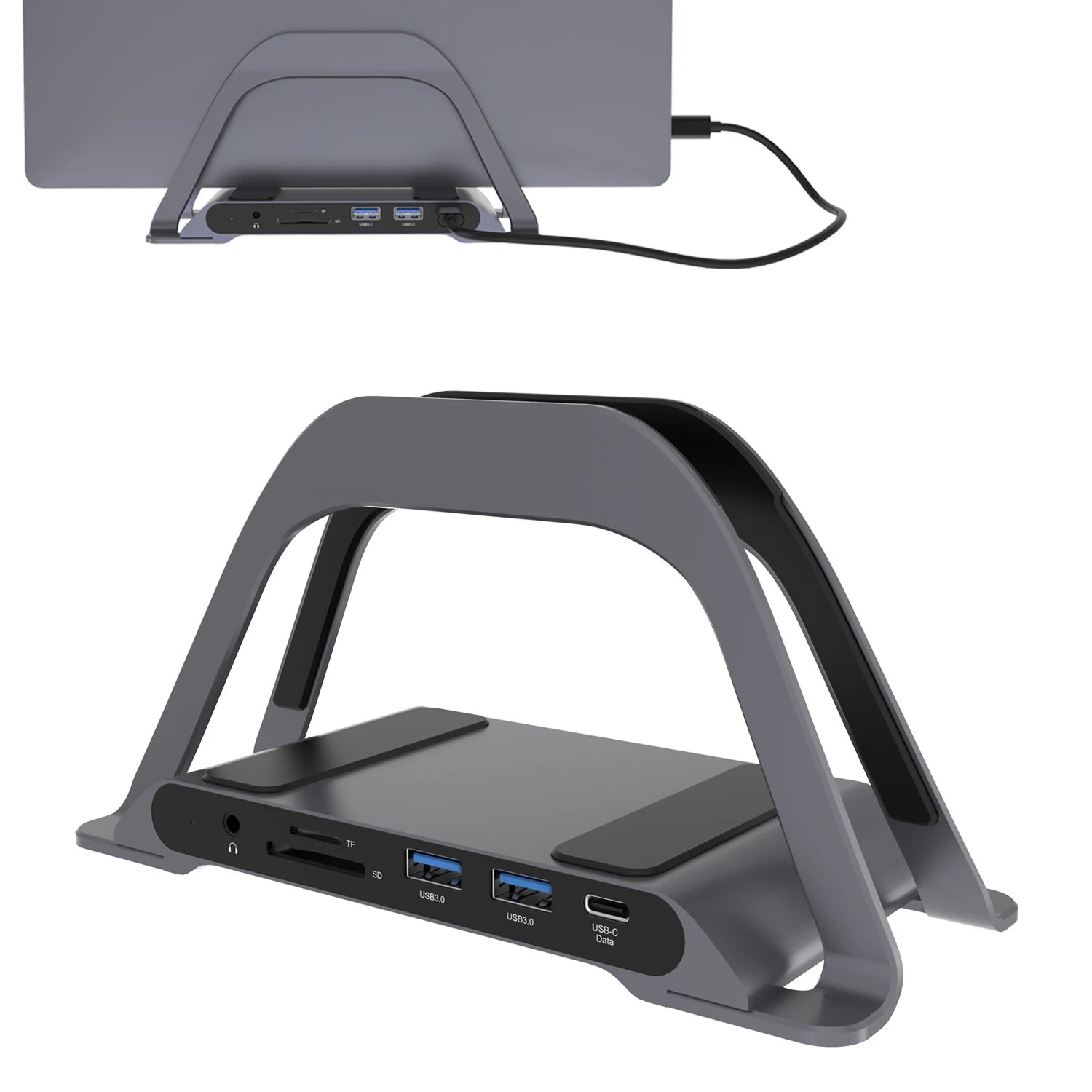 PULWTOP USB C Docking Station with Vertical Stand, with 4K HDMI,  USB A/C, SD/TF, PD3.0, Ethernet, for MacBook Pro/Air/ laptops