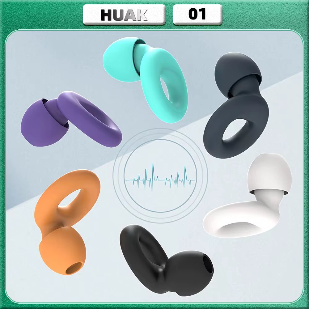 HUAK Quiet Ear Plugs for Sleep,Swim, Work– Super Soft, Reusable Hearing Protection for Noise Reduction  8 Ear Tips in XS/S/M/L