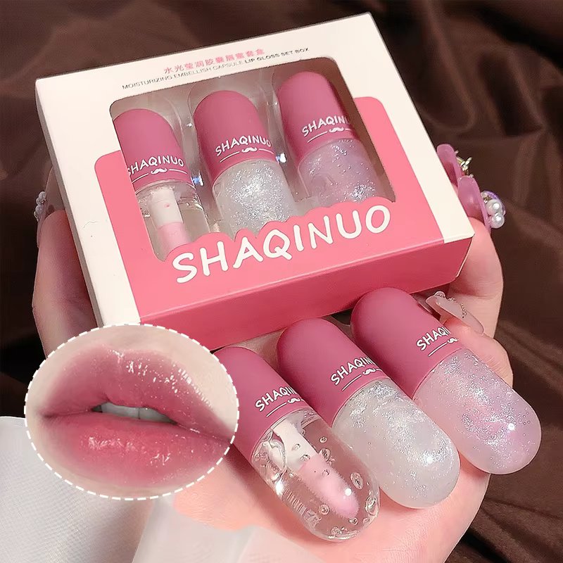 Shuiguang capsule lip honey kit moisturizes and moisturizes the mirror surface sparkling colorless transparent glass lip oil