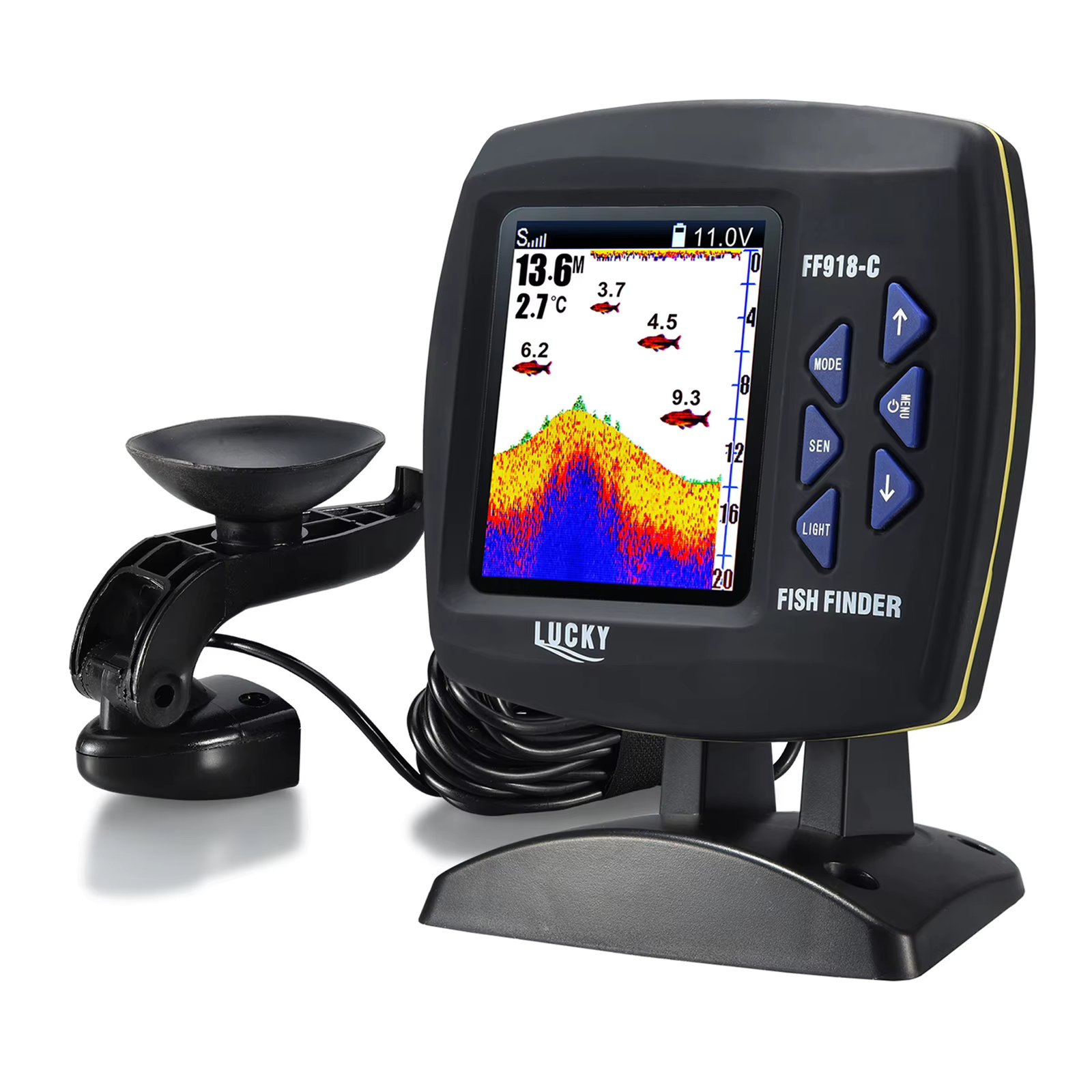 F918-C180 Fish Finder Wireless Sonar Sensor Fishing Depth Finder Locator Fishfinder with Wired Transducer for Boat Kayak Fishing