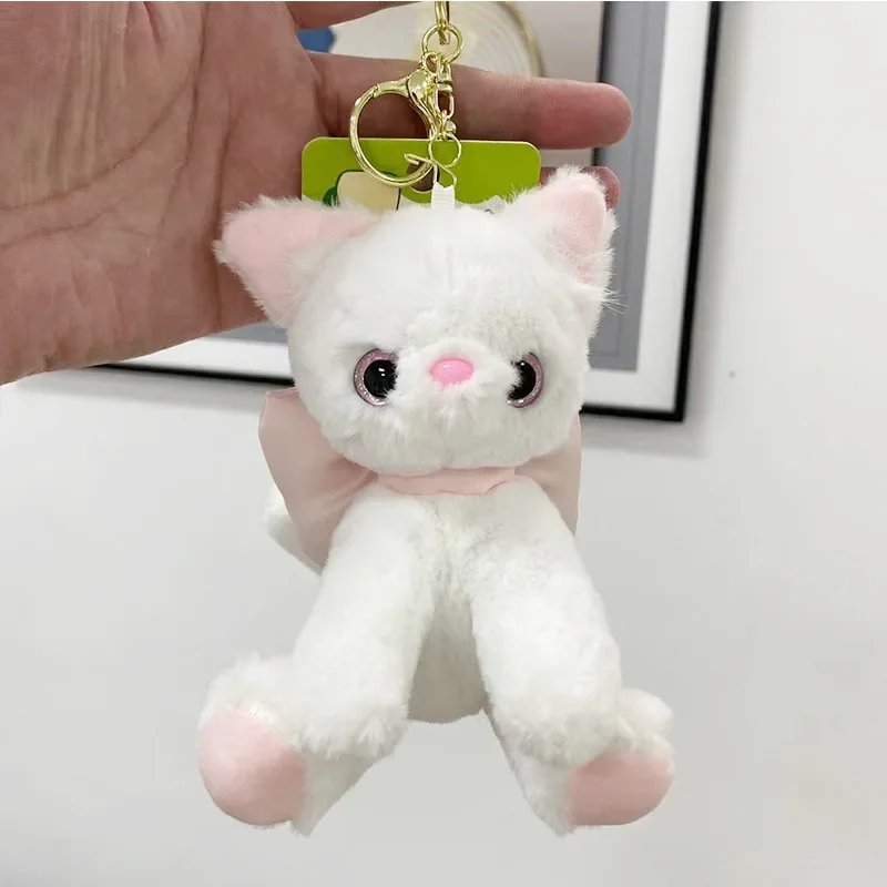 Cute Bow Cat Plush Keychain Lovely Kitty Keyring Doll Stuffed Doll Keychain Car Keyring Pendant Girls Women Backpack Bag Decor