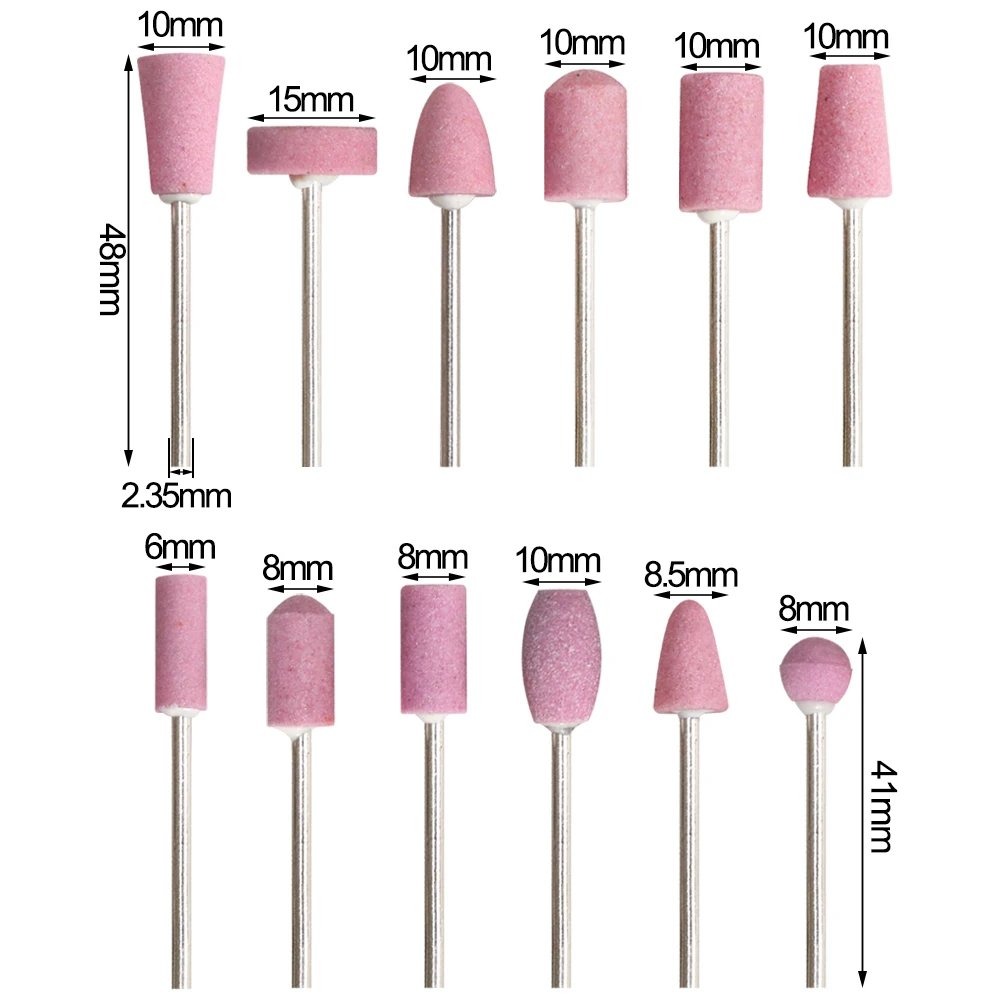 12pc Wool Felt Mounted Polishing Buffing Wheel set Ceramic grinding head Nail Drill Bits For Rotary Tools 2.35mm Shank