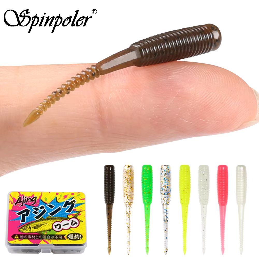 Spinpoler 20pcs/box Ajing Soft Fishing Lure 3.5cm Rockfish TPR Swimbaits Nightlight Worm Ice Jig Artificial Baits Bass Tackle