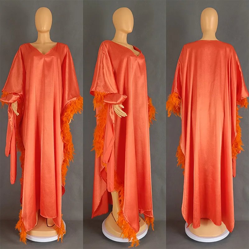 Eid Muslim Abaya Women Party Feathers Dresses Jalabiya Ramadan Morocco Dubai Abayas Kaftan Islam Vestidos Arab Long Robe