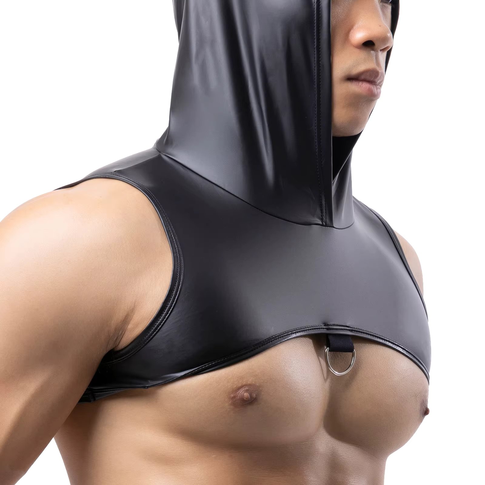 CLEVER-MENMODE Mens Muscle Tank Tops Sexy Hooded Clubwear Stage Costume Crop Tops Performance Sleeveless Tank Tops Fitness Vest