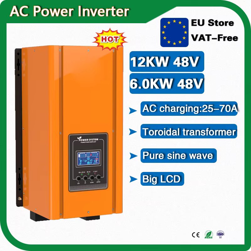 12KW 6KW 48V DC/AC to 230/240Vac Low Frequency Pure Sine Wave Off Gird Power Inverter Charger with Toroidal Transformer