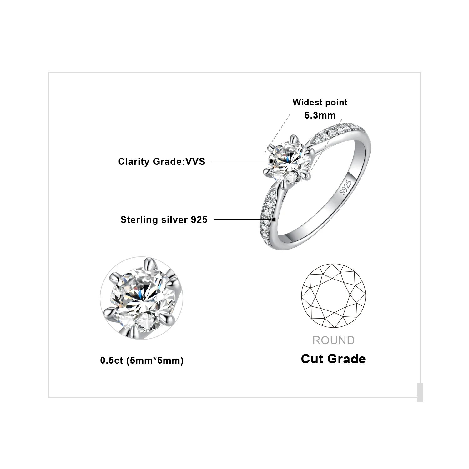0.5ct Silver Color