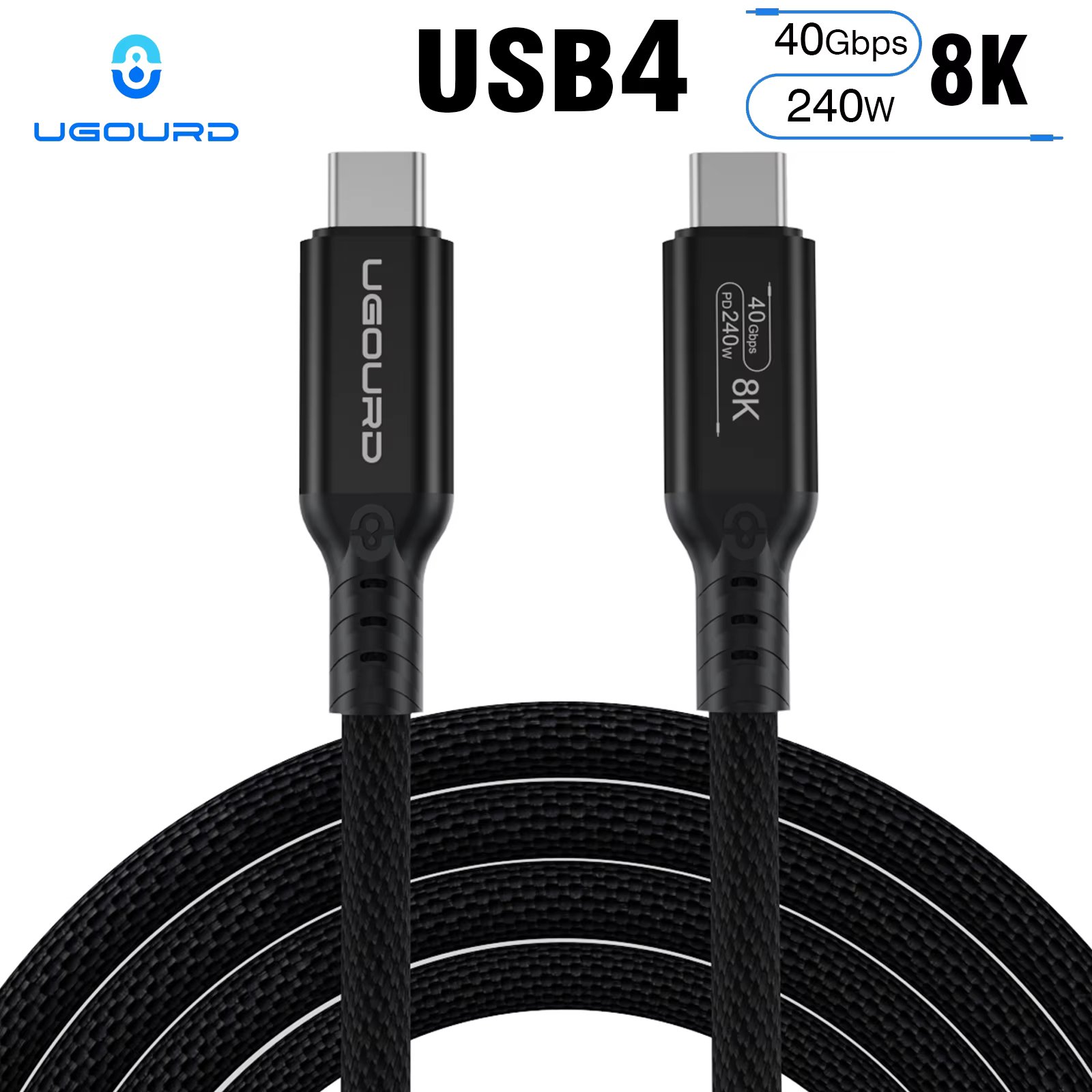 Thunderbolt 4 Cable USB4 40Gbps Data Transfer Cable 8K@60Hz UHD Video Cable PD240W Fast Charging For Laptops eGPU Phone MacBook