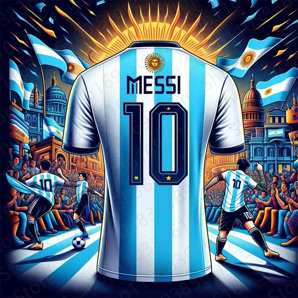 2024 New Ai Messi Football Fan Jersey Kids Adult Summer Sports Soccer Training T-Shirt Childrens Top Round Neck Loose Sweatshirt