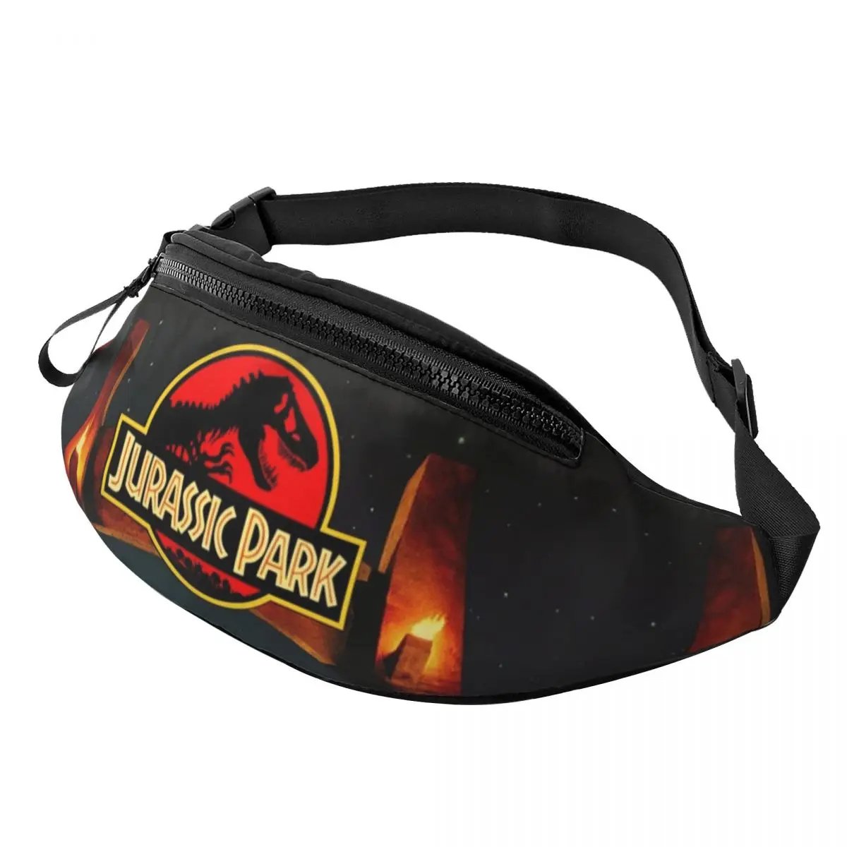 Fashion Jurassic Park Logo Fanny Pack for Travel Hiking Women Men Giant Dinsaur Crossbody Waist Bag Phone Money Pouch