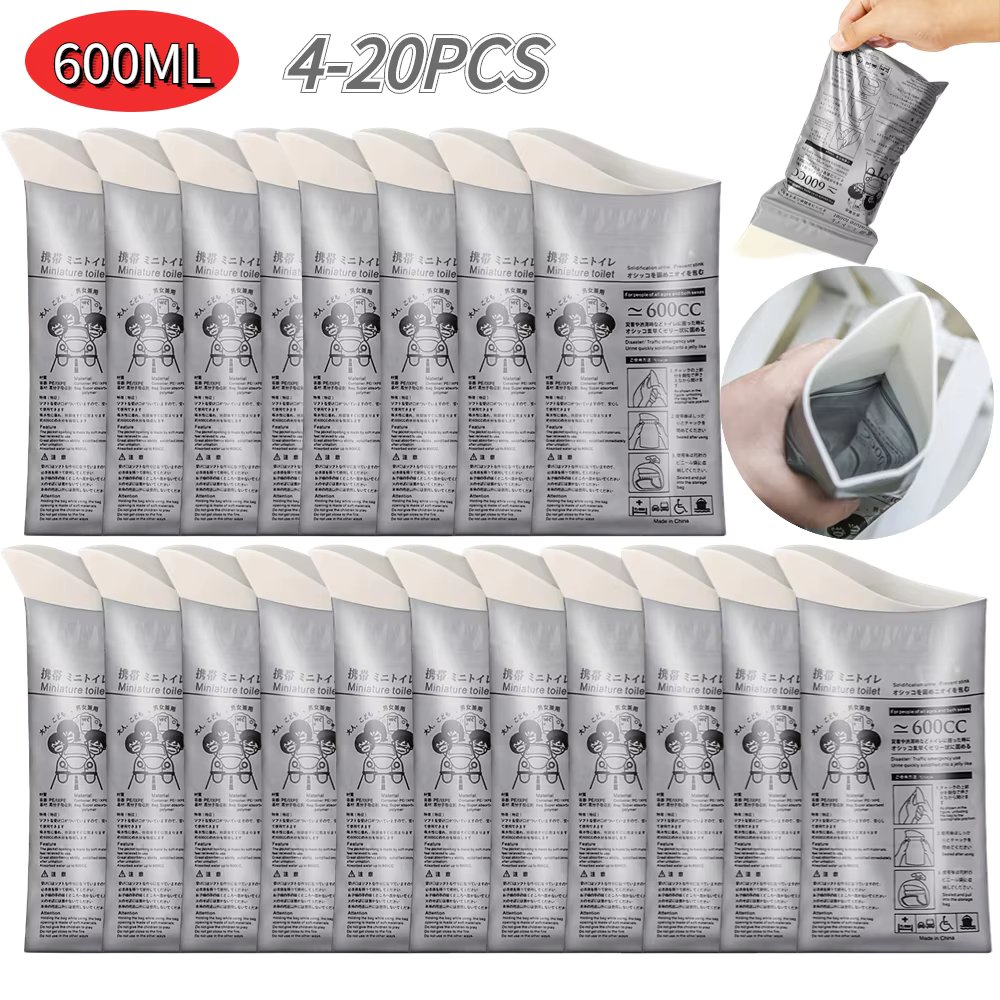 4-20PCS Outdoor Emergency Urine Bags 600ml Disposable Travel Mobile Toilet Portable Urinal Bag for Female Baby Male Vomiting Bag