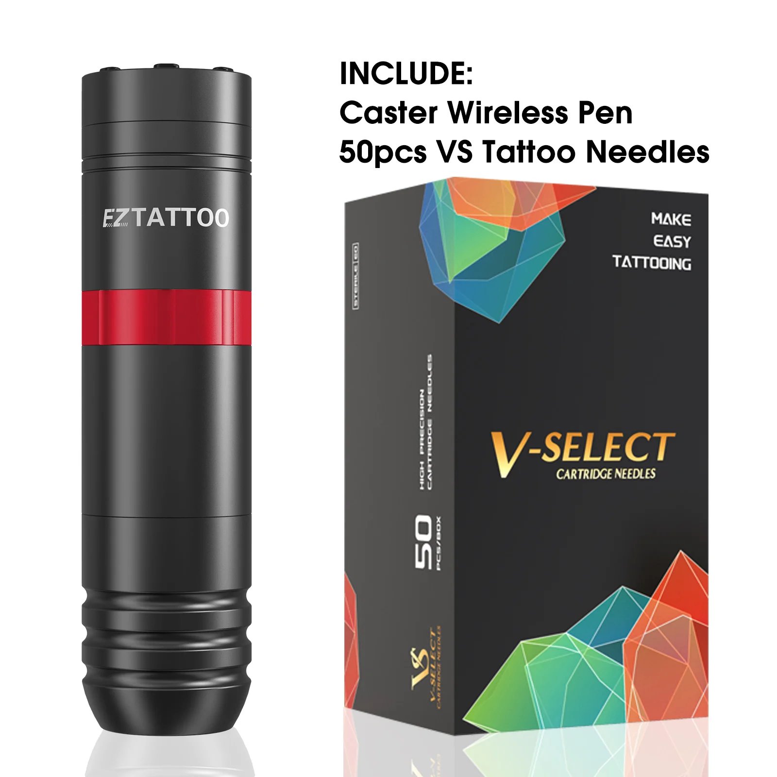 EZ Caster Wireless Tattoo Machine Pen 50 PCS MIX RL RM Cartridge Rotaty Battery Portable Power Pack 1500mAh LED Digital Display