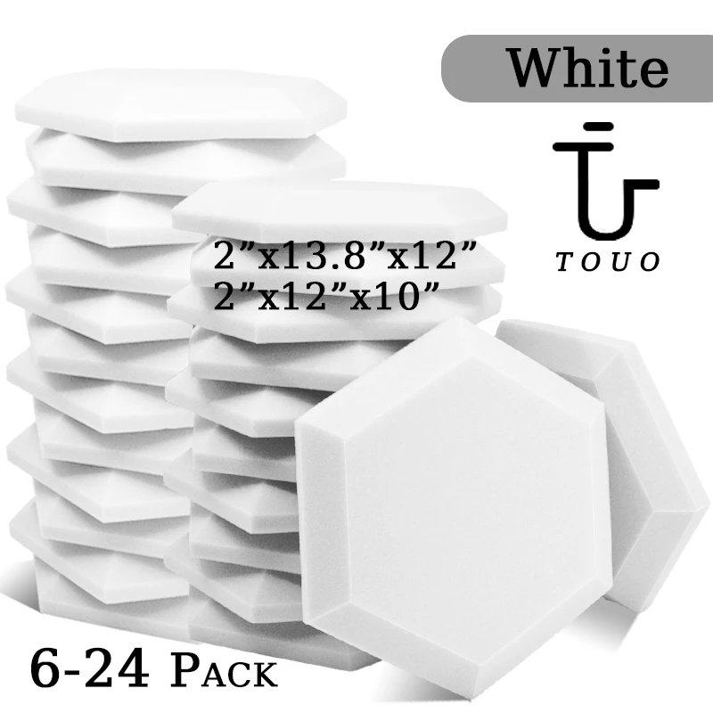 TOUO 6/12/24 Pcs Hexagon Acustic Foam Studio Sound Foam Acoustic Esponja Wall Panel High Density Wall Sound Absorbing Material