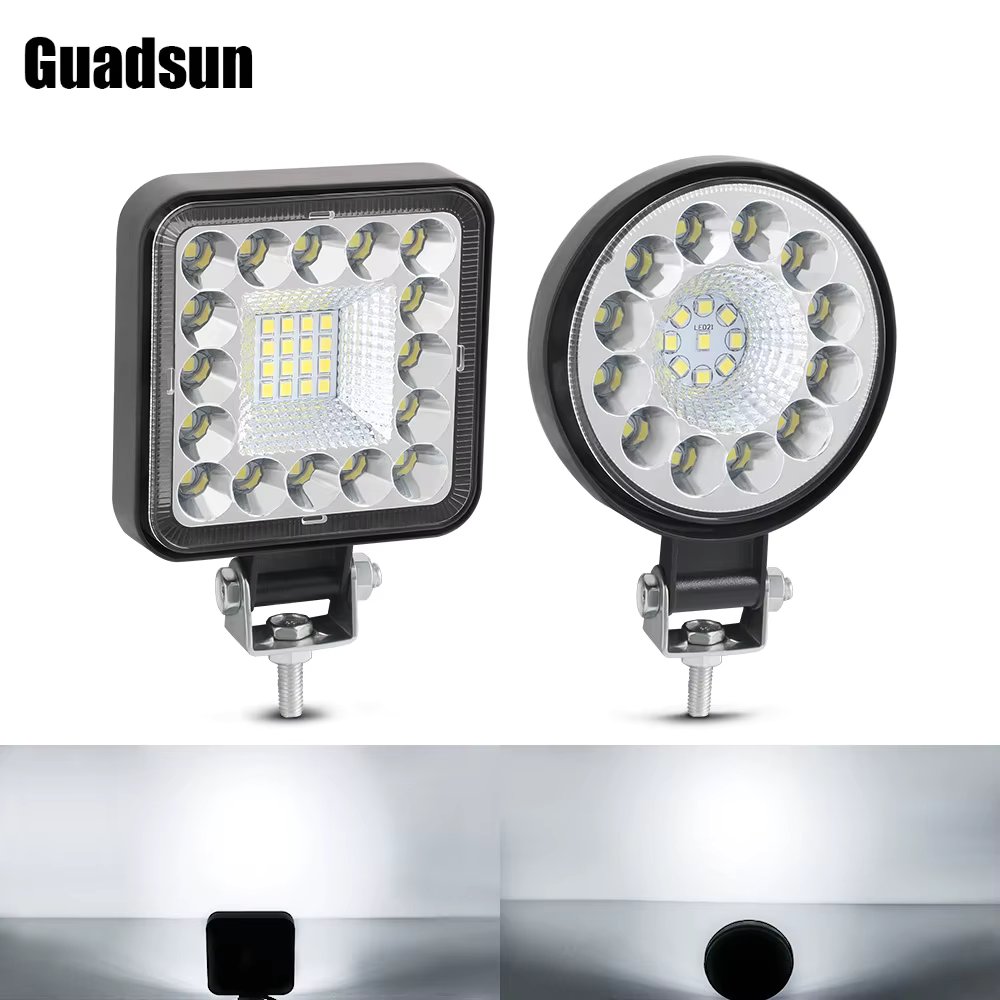 Guadsun Led Work Light 63W 96W Light Bar 12V 24V Mini Square Round Spotlight Headlamp For Car Offroad Truck 4X4 Tractor SUV ATV