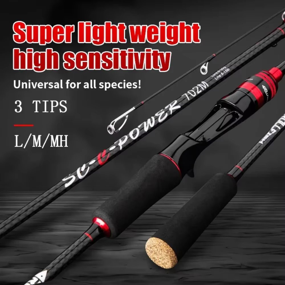 Ourbest Lure Fishing Rod 1.68/1.8/2.1/2.4M 30T Carbon Casting Spinning Rod 1/2/3 TIPS Bait 6-30g L/M/MH Power Baitcasting POLE