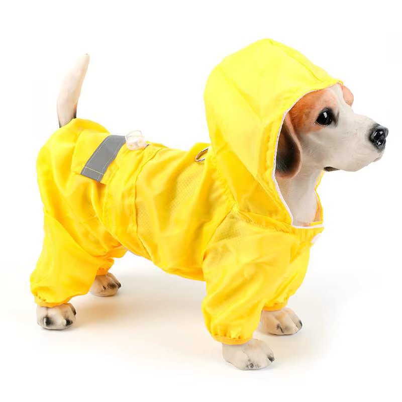 Reflective Dog Raincoat Waterproof Hooded Jumpsuit for Small Middle Large Dogs Double Layered Pet Dog Rain Jacket Pet Supplies