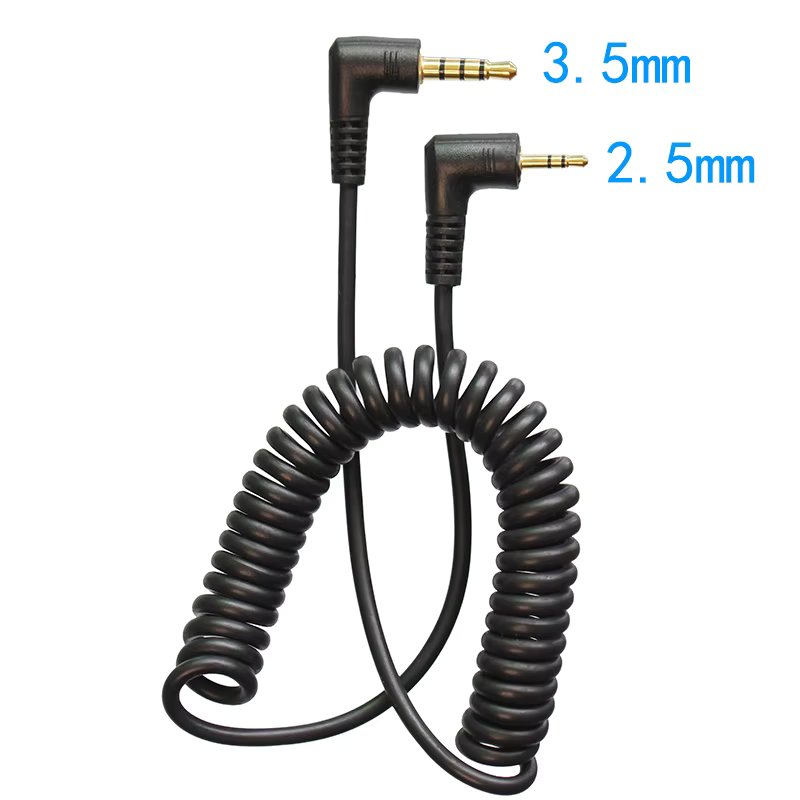 3.5mm To 2.5mm Male To Male 3 Pole 90 degree Angled  Audio Coiled Spiral 40cm