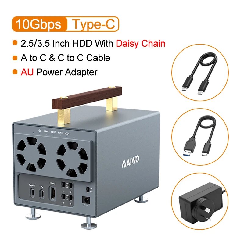 MAIWO 4 Bay Hard Drive Docking Station SATA To Type-C 10Gbps External HDD Docking for 3.5 Inch HDD/SSD Station Support 88TB Hdd