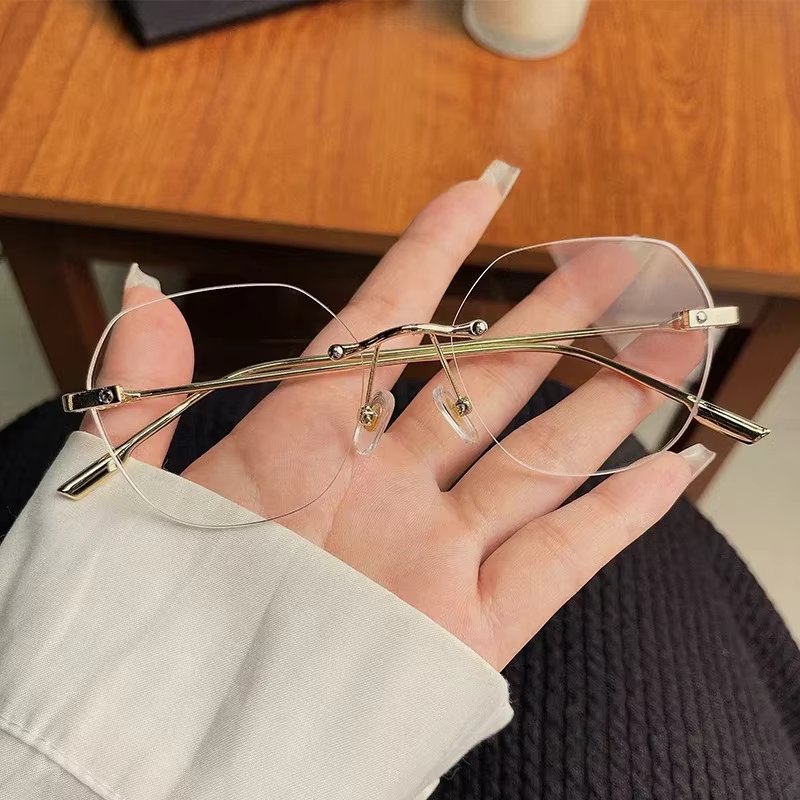 Ultralight Metal Rimless Finished Reading Glasses Women Men Oversized Eyeglasses for Myopia -1.0 1.5 2.0 2.5 3.0 3.5 4.0 4.5 5.0