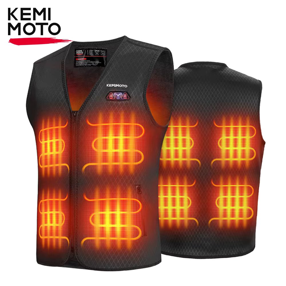 KEMIMOTO Motorcycle Heated Vest Men's Heating Vest Women 8 Areas Warm USB Electric For Winter Outdoor Sport Skiing Fishing